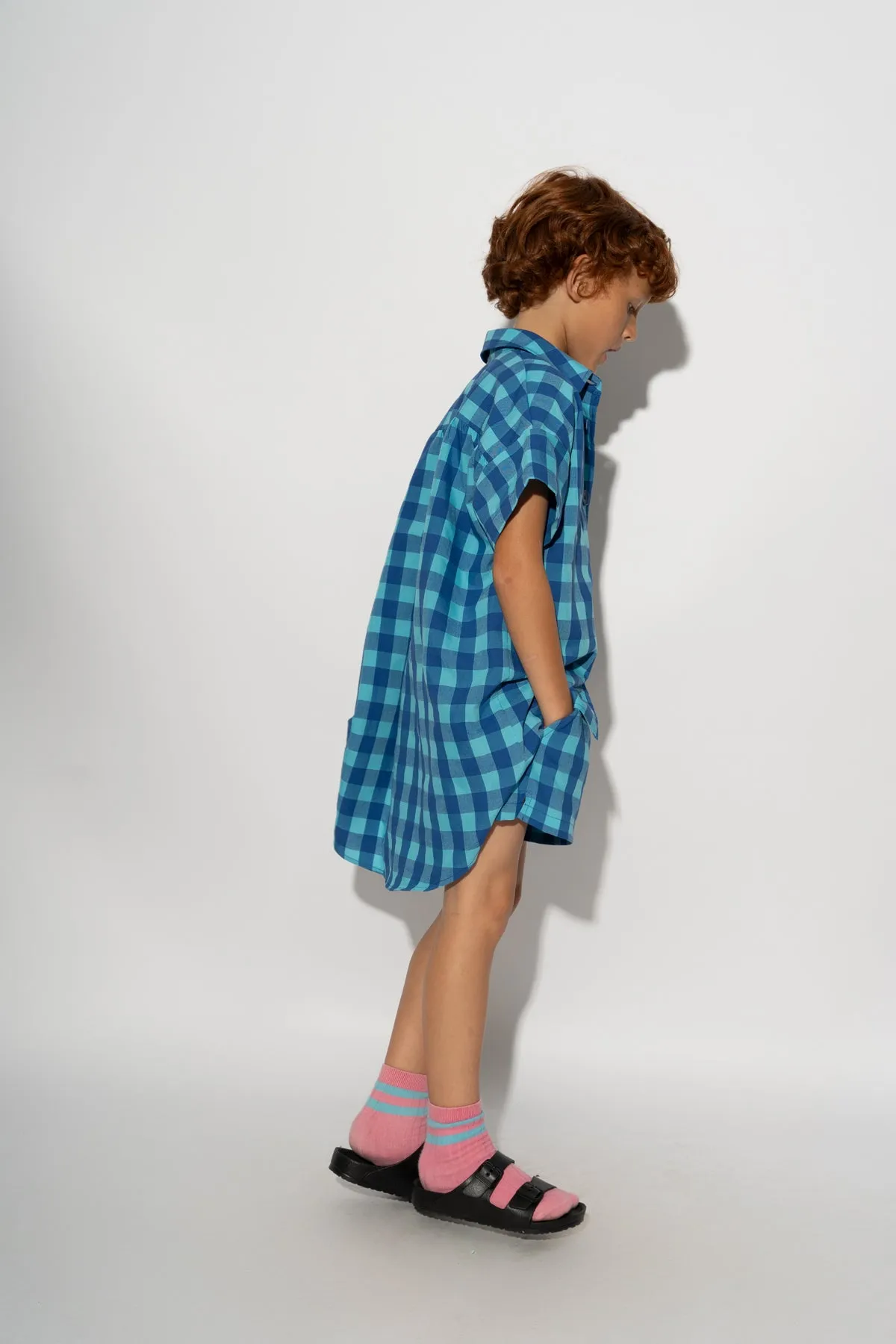 BLUE GINGHAM BOXER SHORTS
