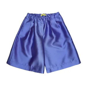 BLUE MIKADO LOOSE BERMUDA SHORTS
