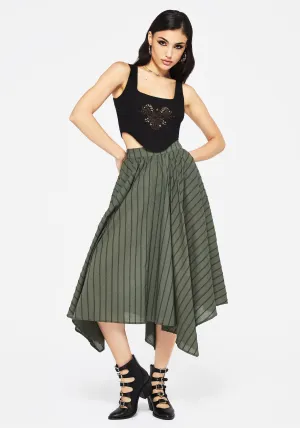 Blythe Cotton Handkerchief Hem Midaxi Skirt - Green