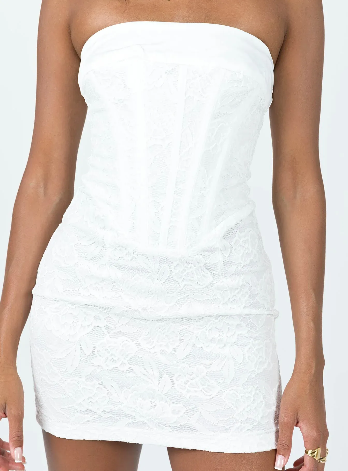 Brea Strapless Mini Dress White