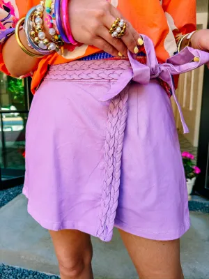 BRENNA BRAIDED WRAP SKORT - LAVENDER