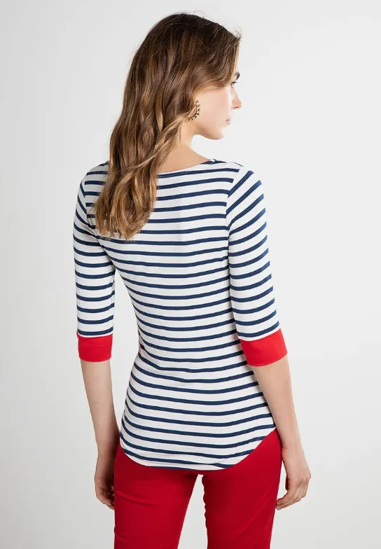 Brigitte Striped Top Cream/Navy/Red