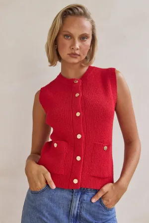 Camille Knit Vest (Red)