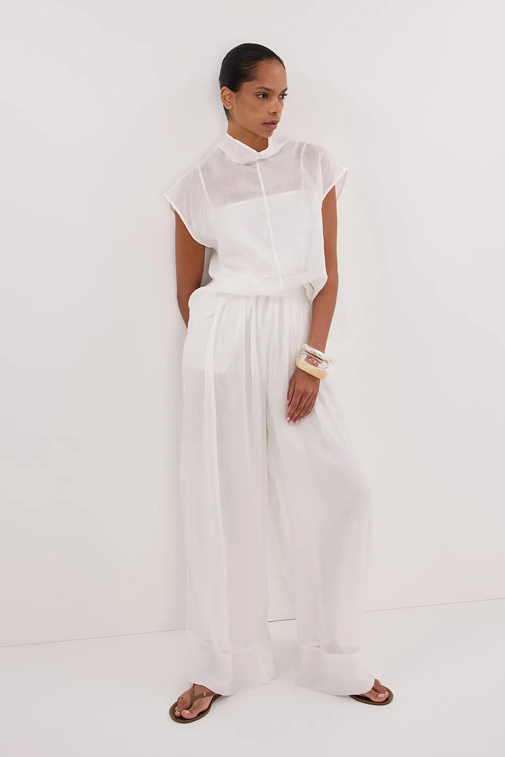 CARMEL WHITE RAMIE PANT