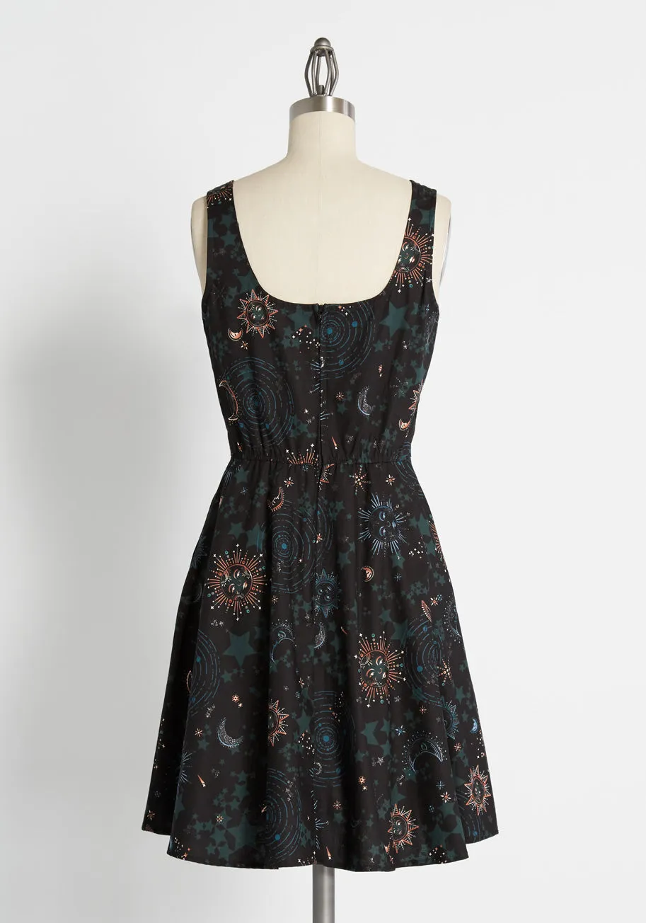 Celestial Swirl Skater Dress