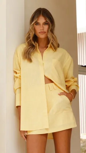 Charla Button Up Top - Yellow