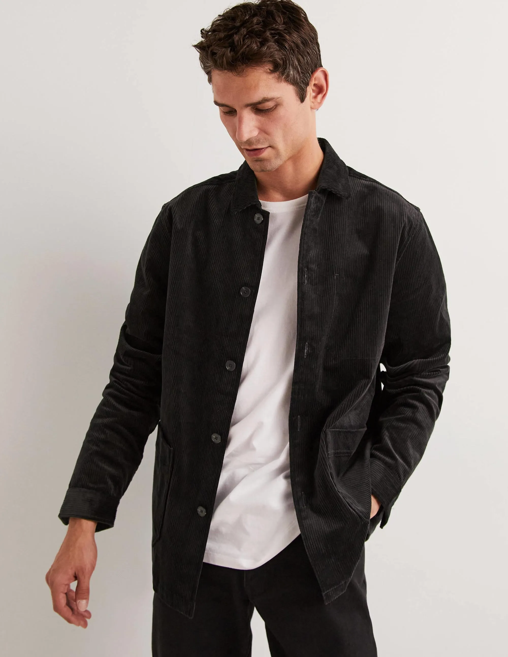 Chunky Cord Shacket-Dark Grey
