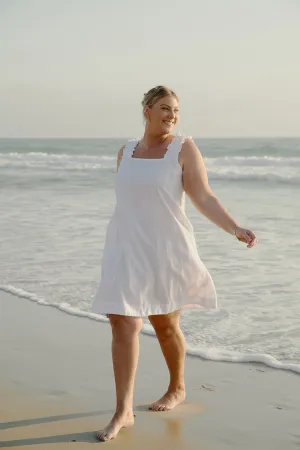 Claire Short Linen Dress in White