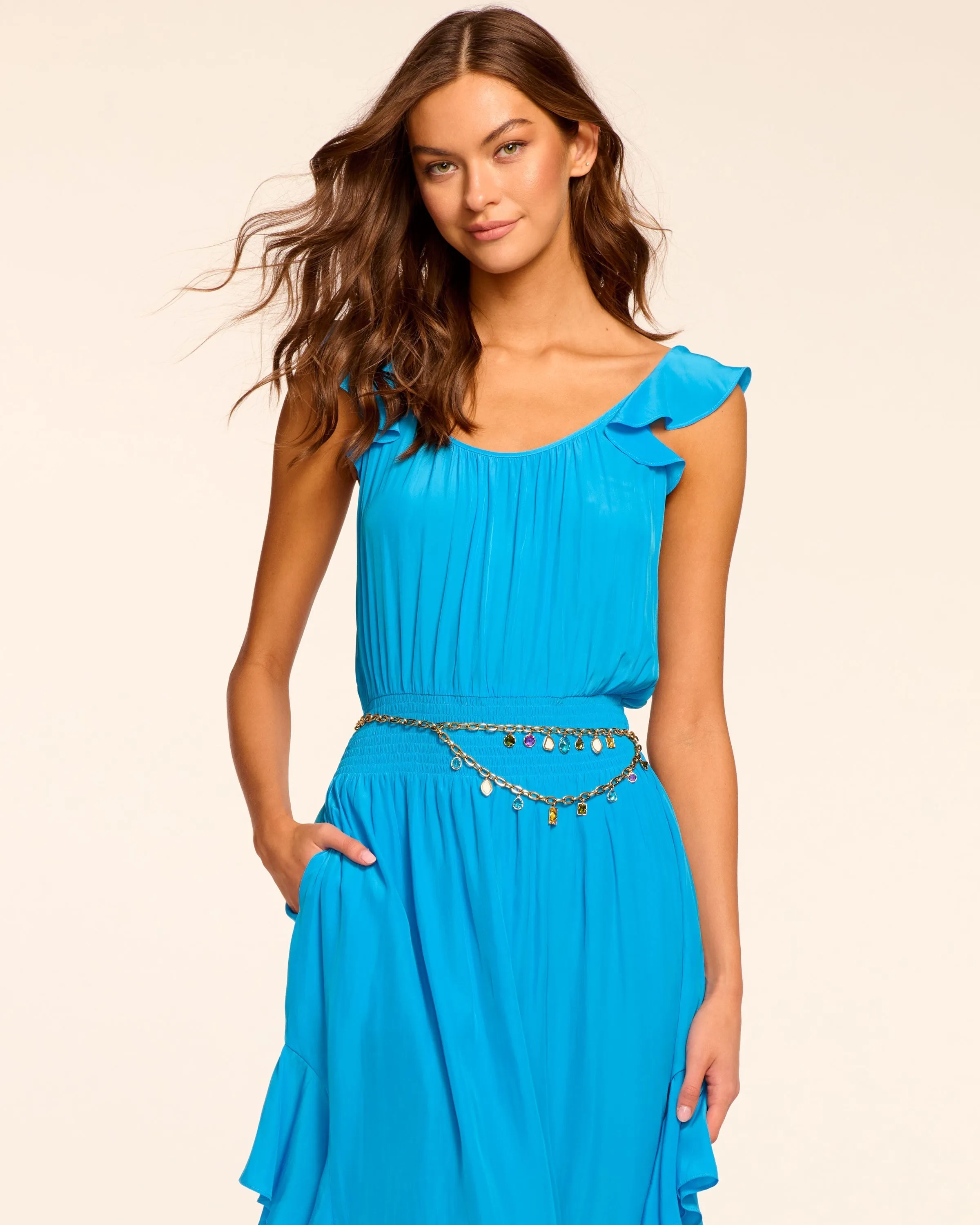 Clementine Smocked Elastic Waist Midi Dress