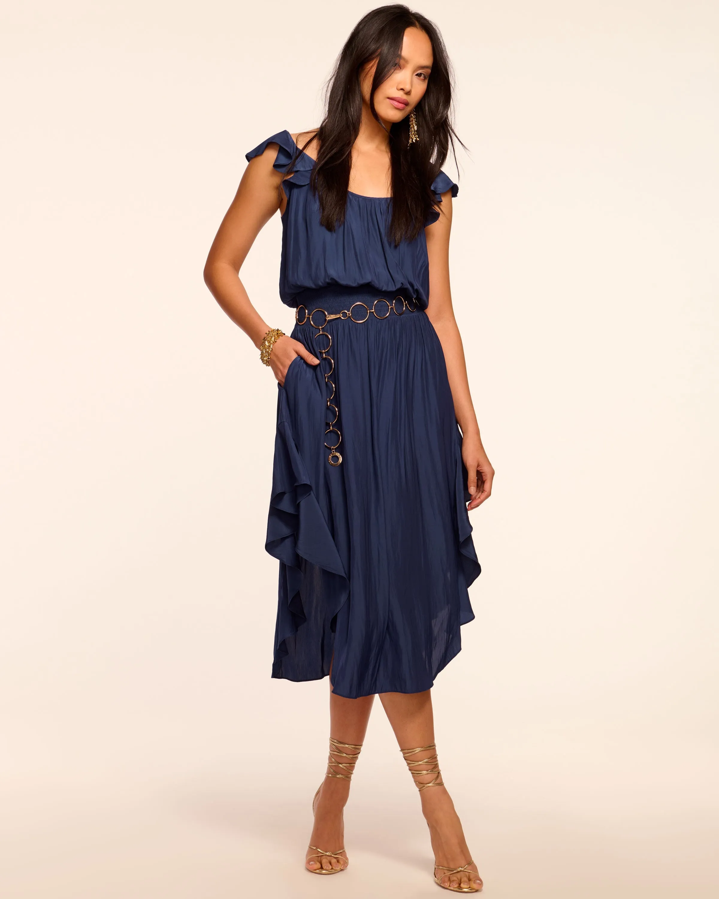Clementine Smocked Elastic Waist Midi Dress
