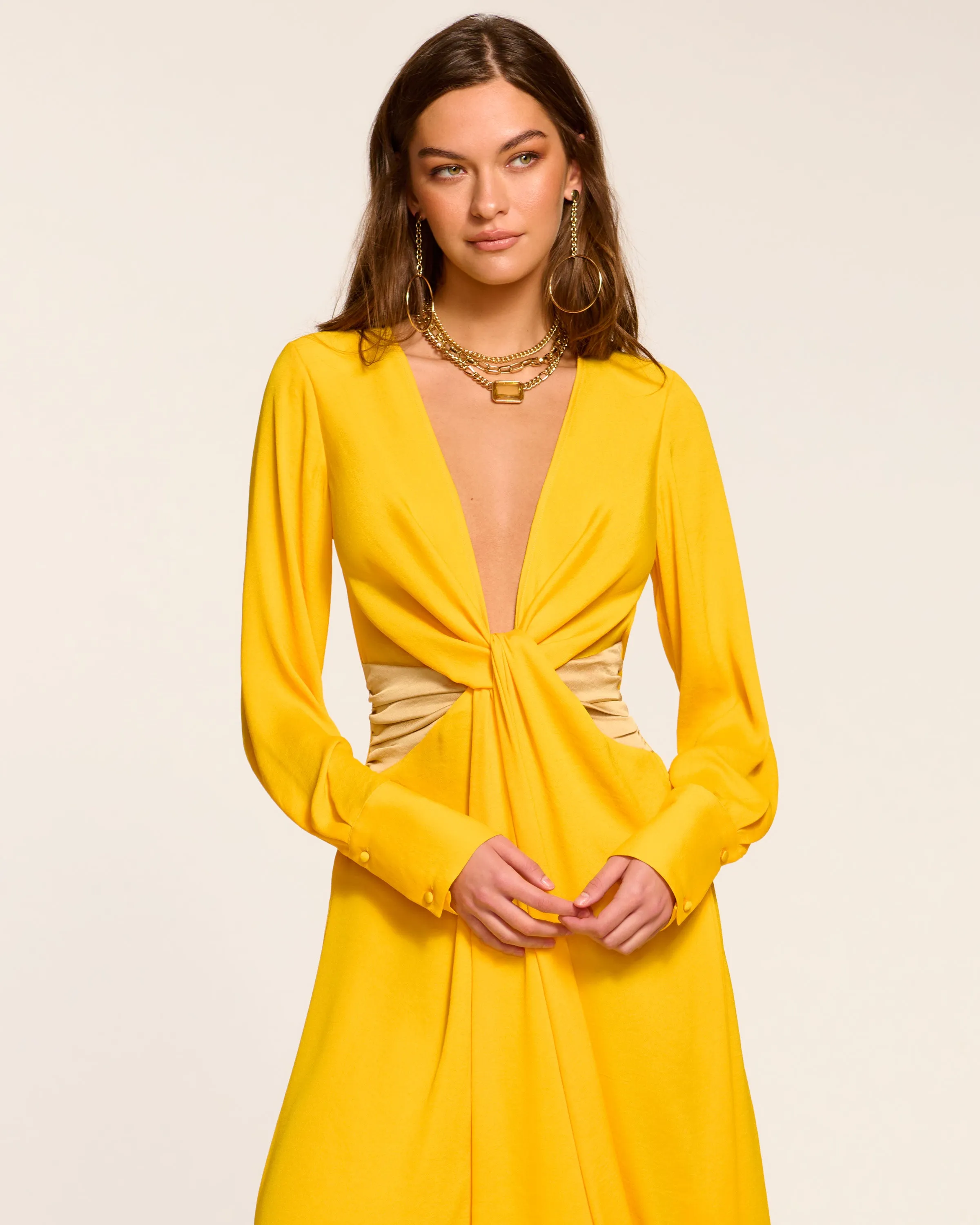 Colorblock Tatia Long Sleeve Midi Dress