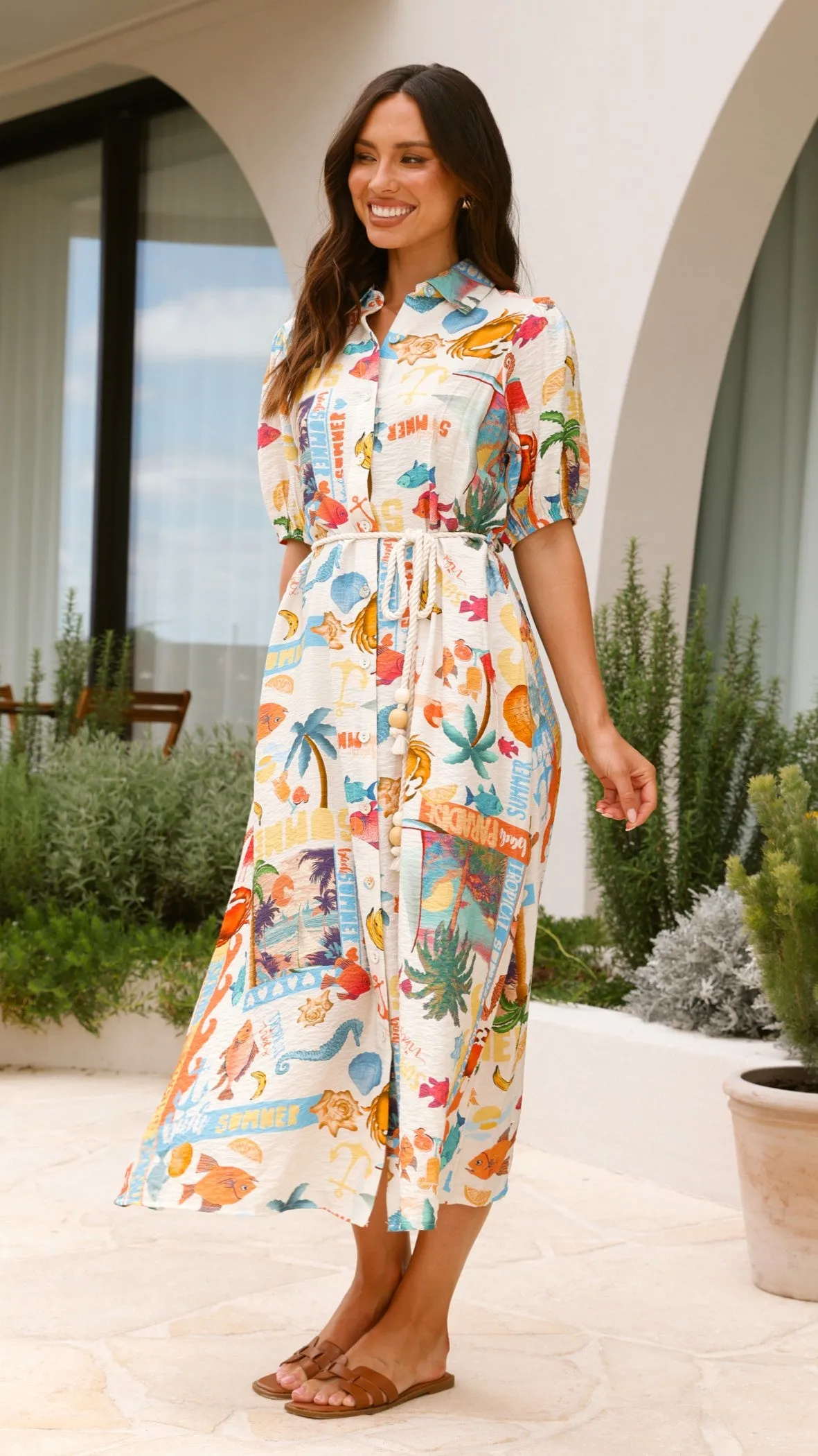 Corena Maxi Dress - Tropical Print