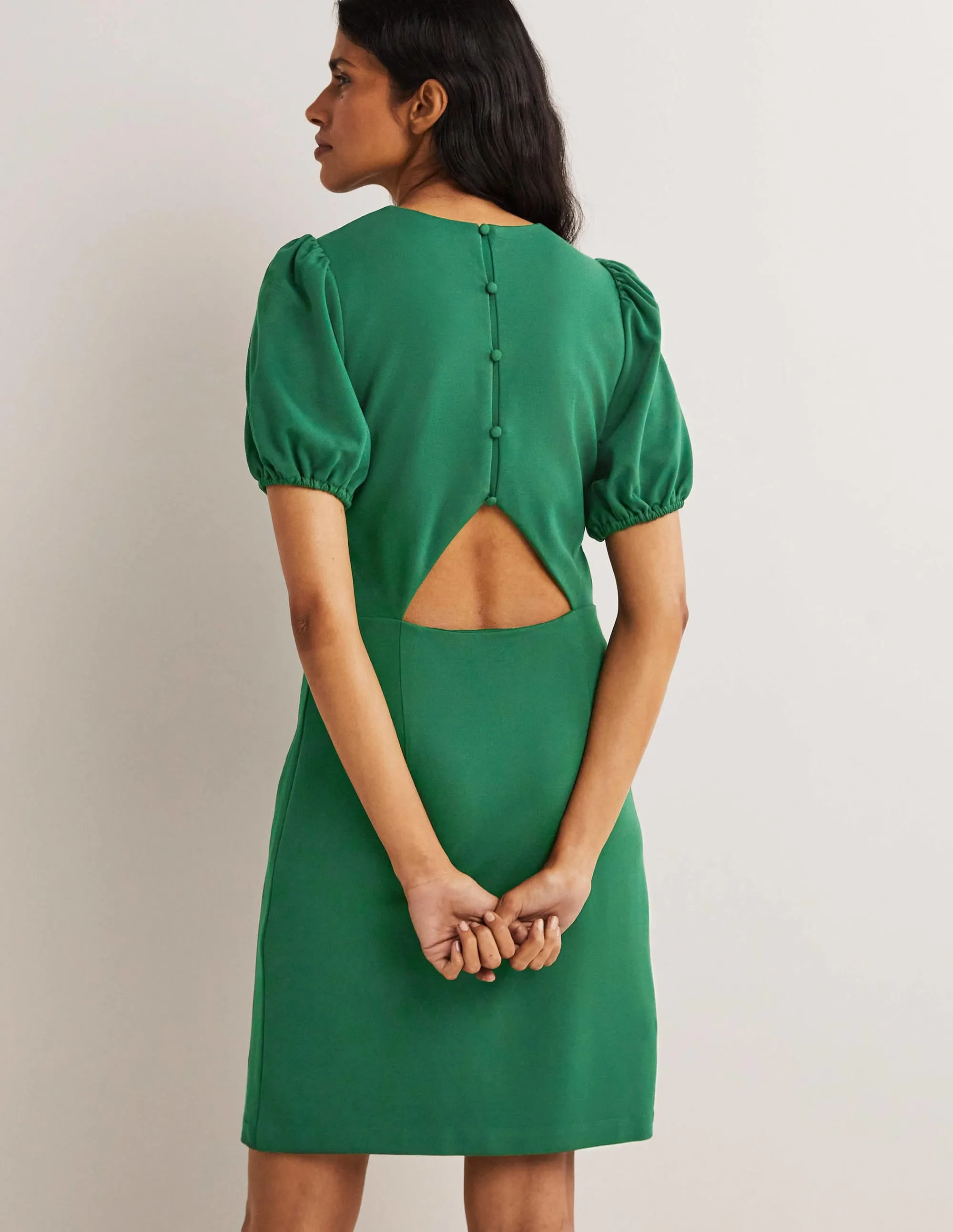 Cut Out Jersey Mini Dress-Hunter Green