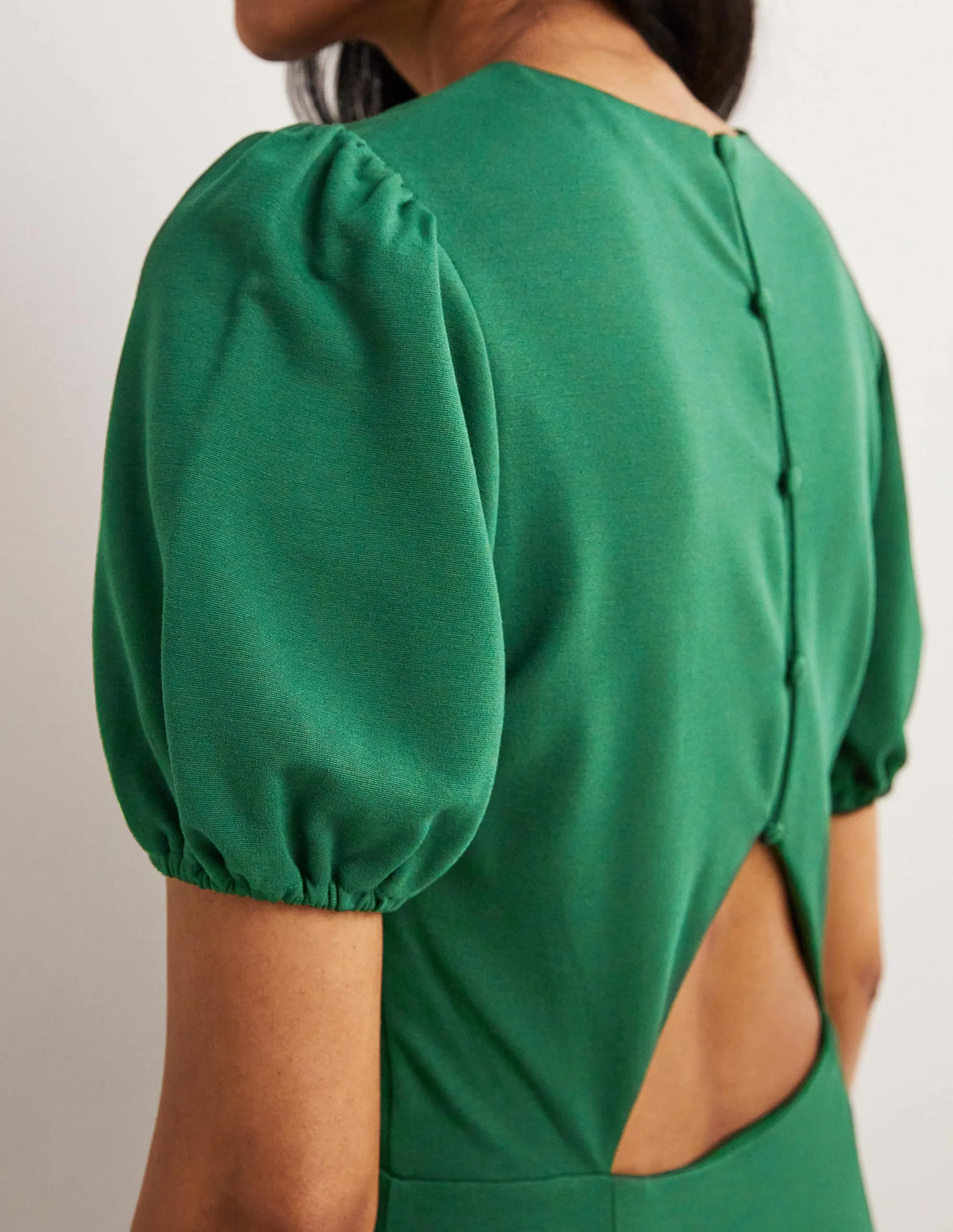 Cut Out Jersey Mini Dress-Hunter Green