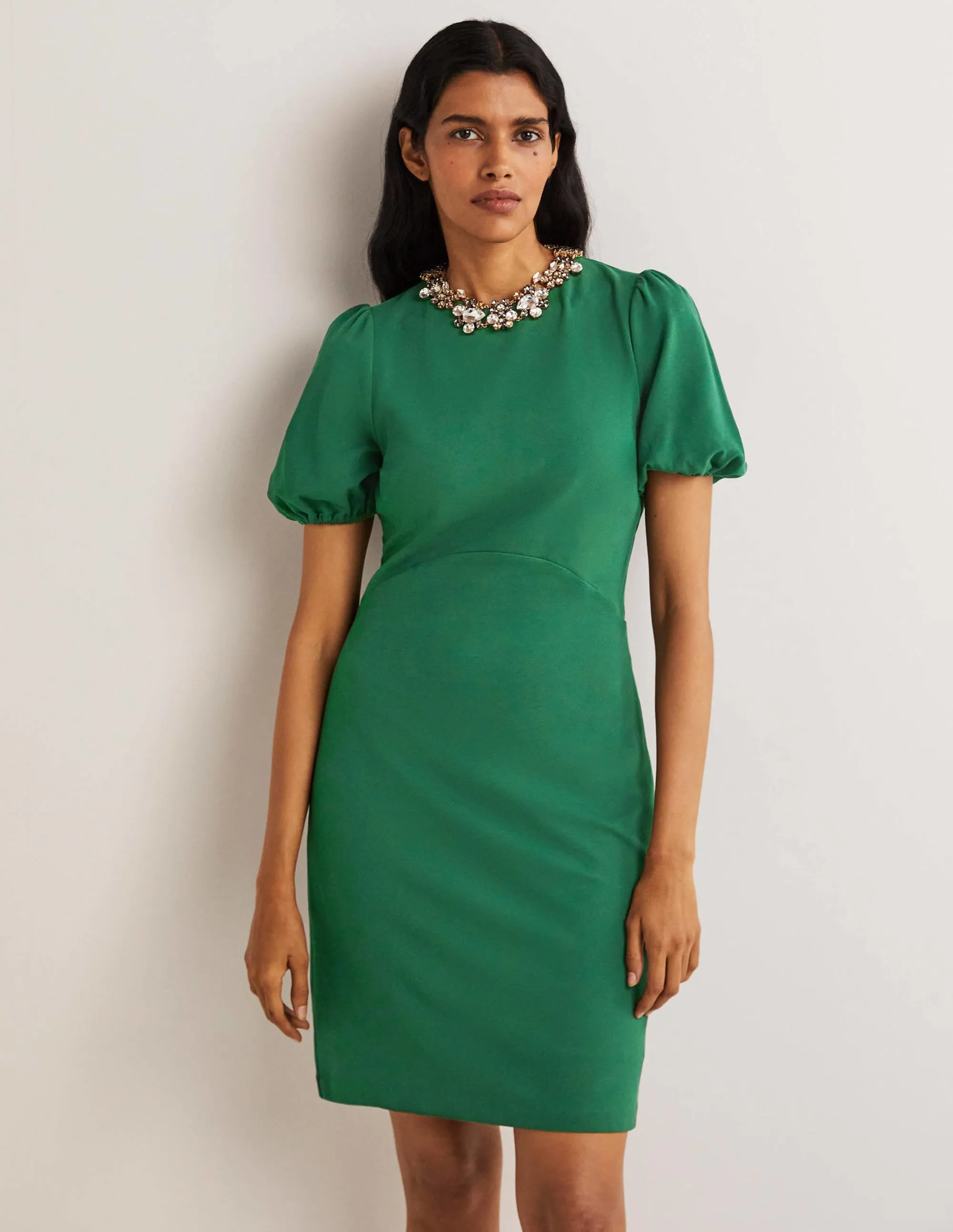 Cut Out Jersey Mini Dress-Hunter Green