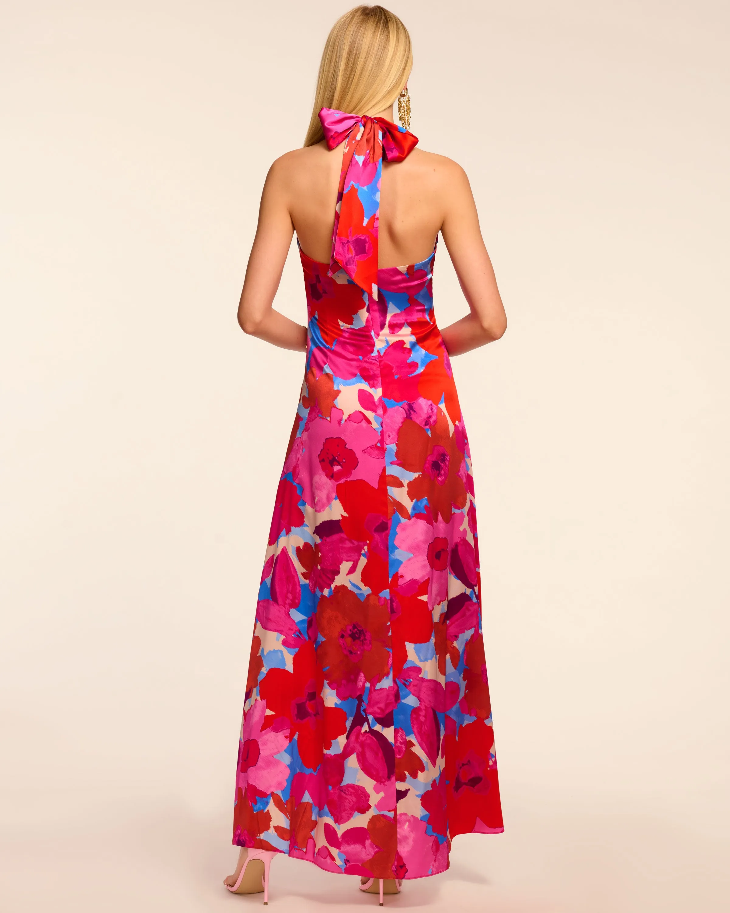 Darbi Silk Plunging Halter Gown