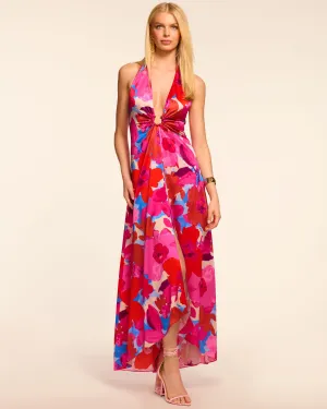 Darbi Silk Plunging Halter Gown