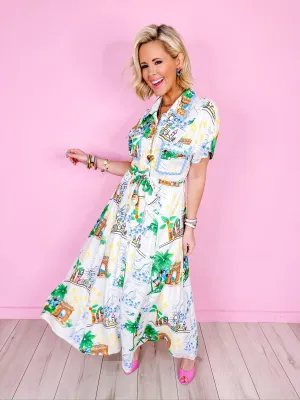 DESTINATIONS ARE ENDLESS RIC RAC TRIM MAXI DRESS