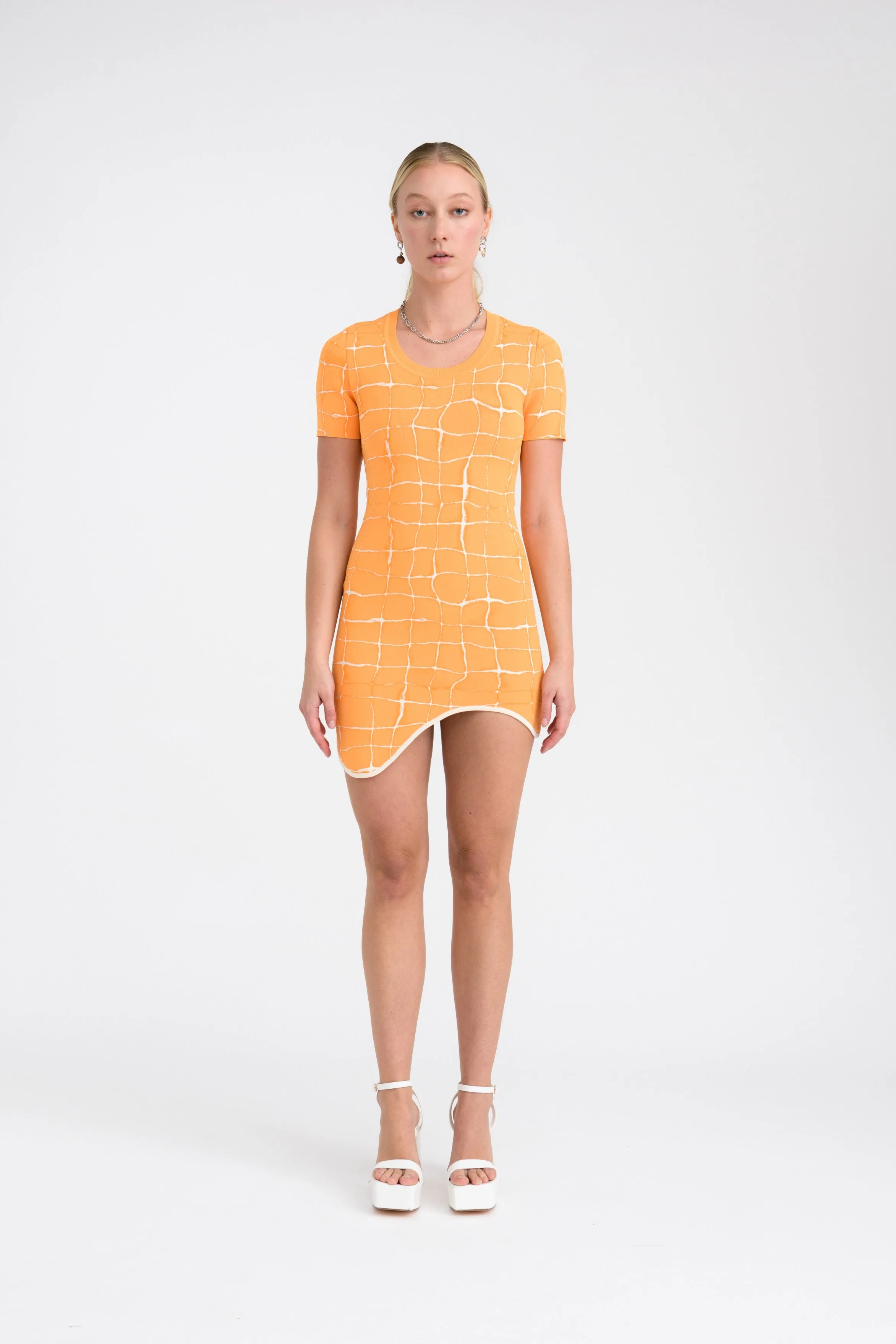 DEXTER AQUA SHORT SLEEVE MINI DRESS