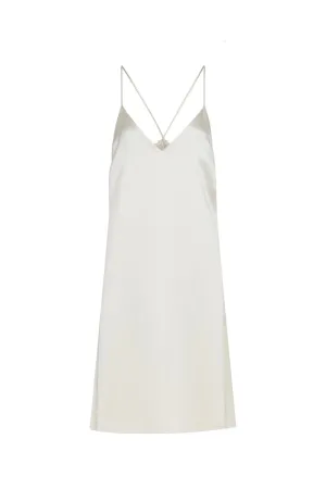 Dinah Slip Midi Dress in Ivory Silk Satin