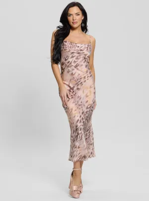 Eco Beige Jaguar Print Akilina Maxi Dress