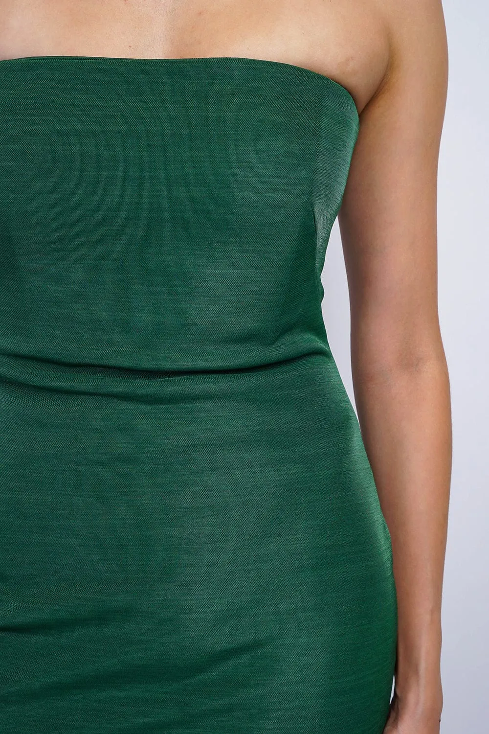 Emerald Green Luxe Sheen Strapless Gown