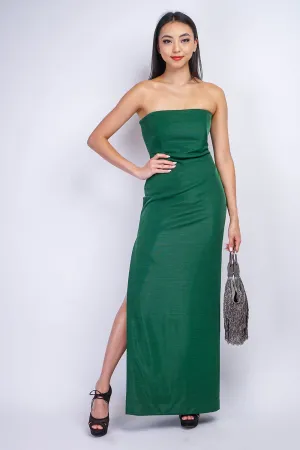 Emerald Green Luxe Sheen Strapless Gown