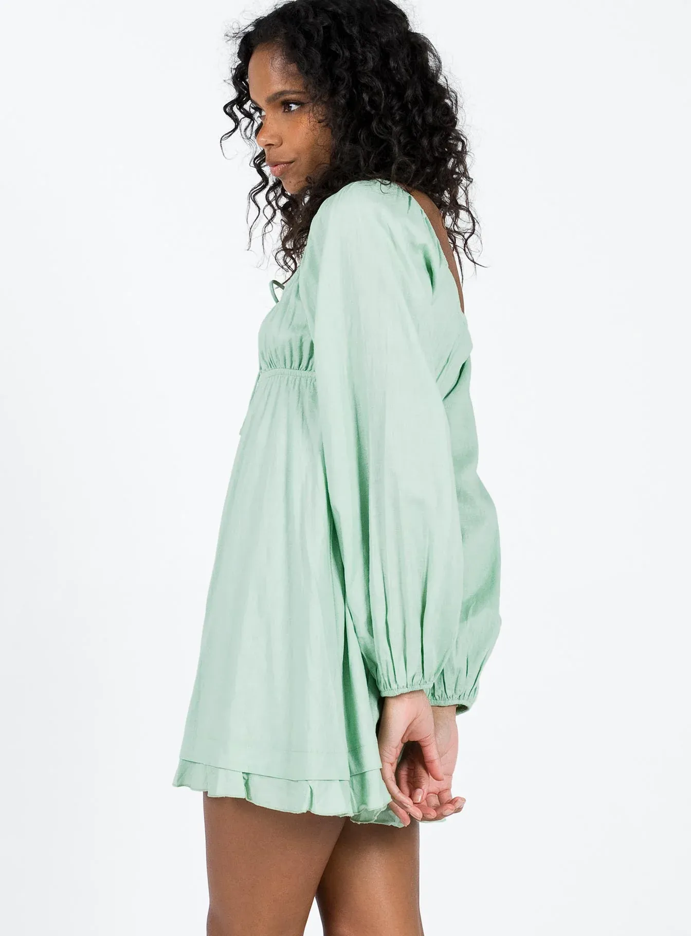 Empress Of Love Long Sleeve Mini Dress Sage