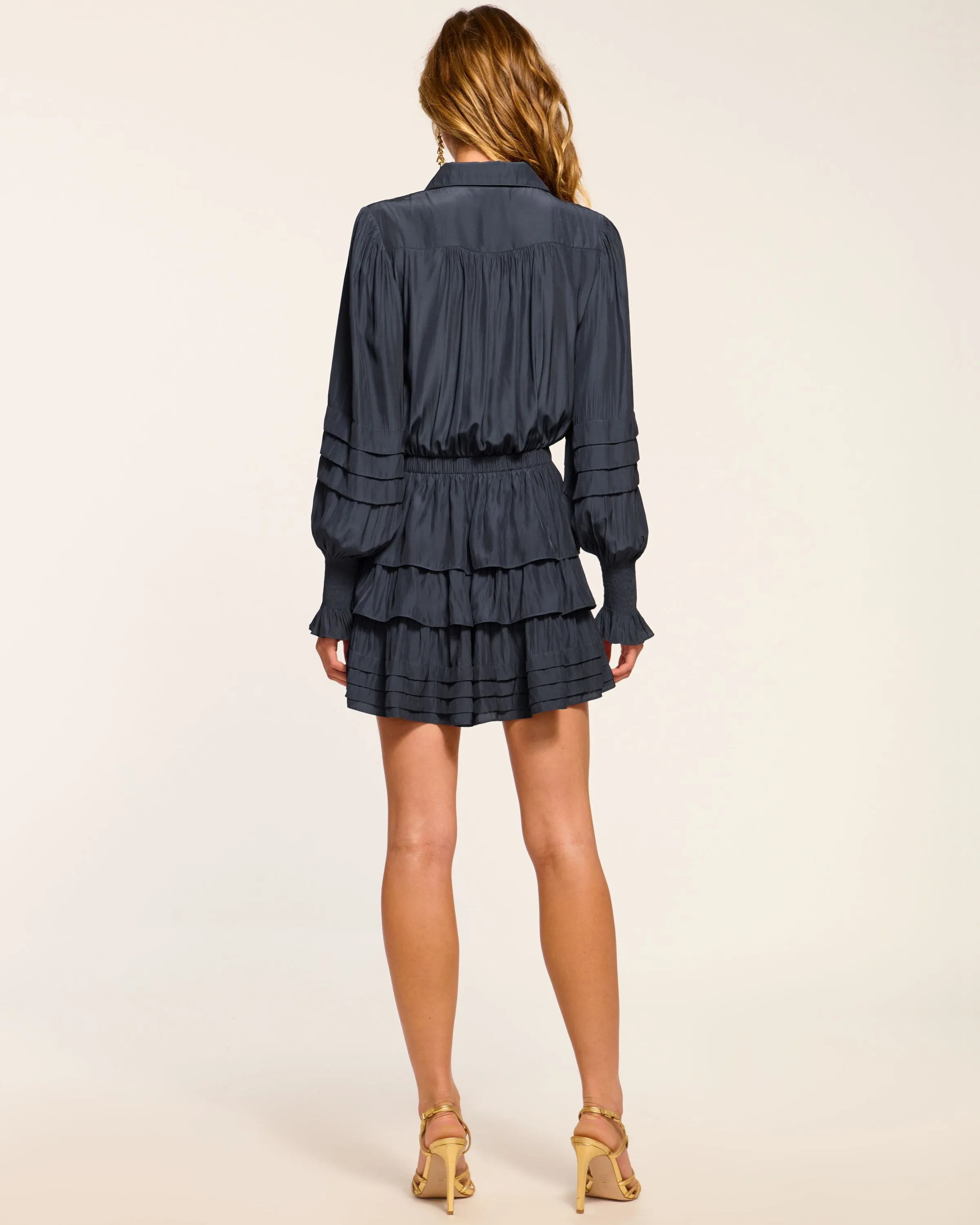 Entela Tiered Long Sleeve Mini Dress