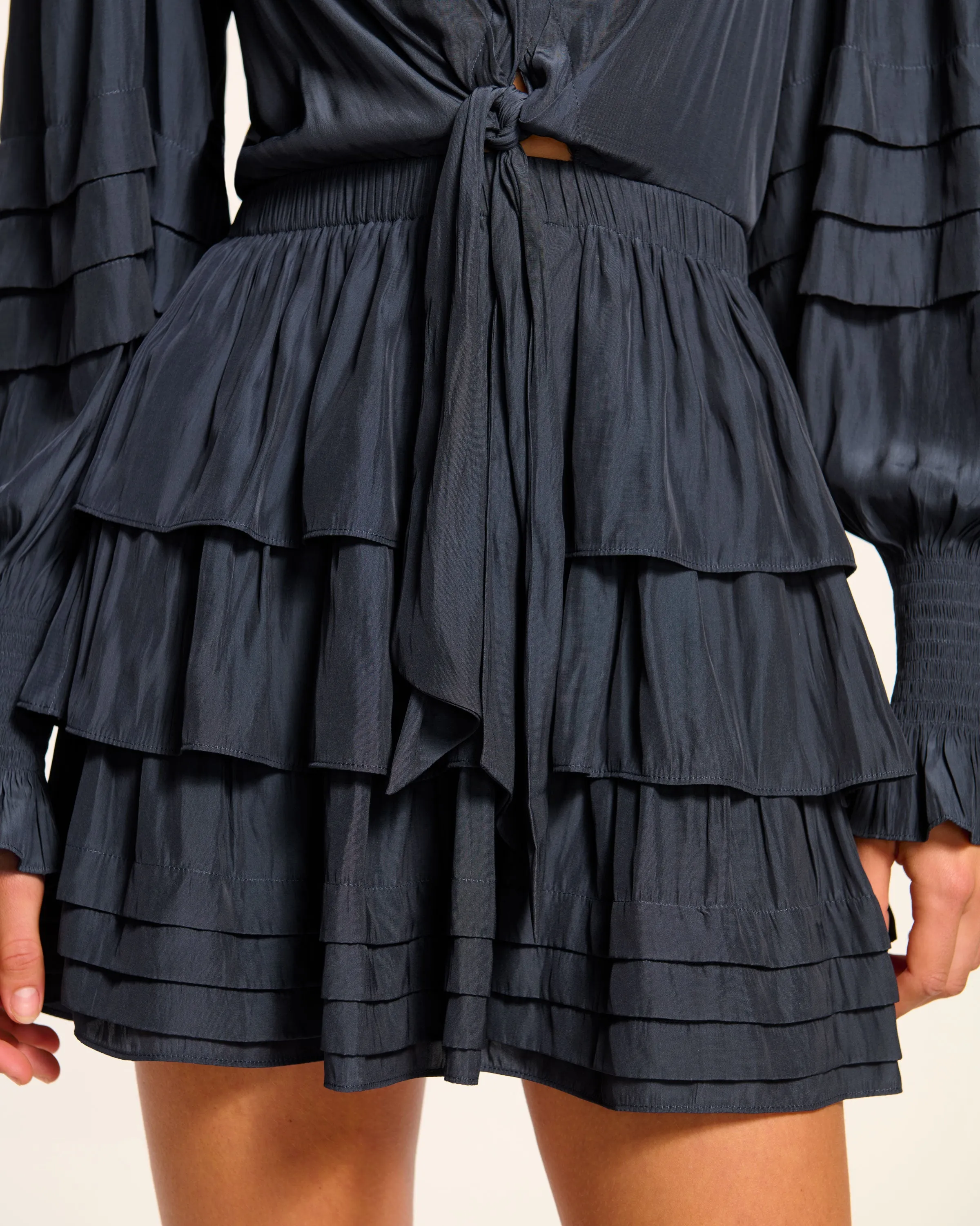 Entela Tiered Long Sleeve Mini Dress