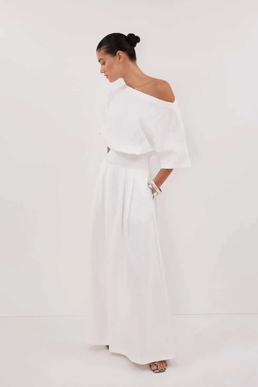 ESME WHITE ASYM MAXI DRESS