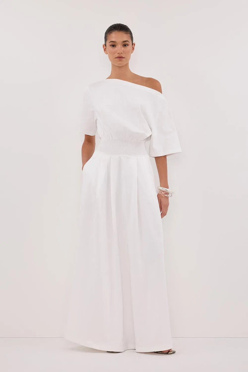 ESME WHITE ASYM MAXI DRESS