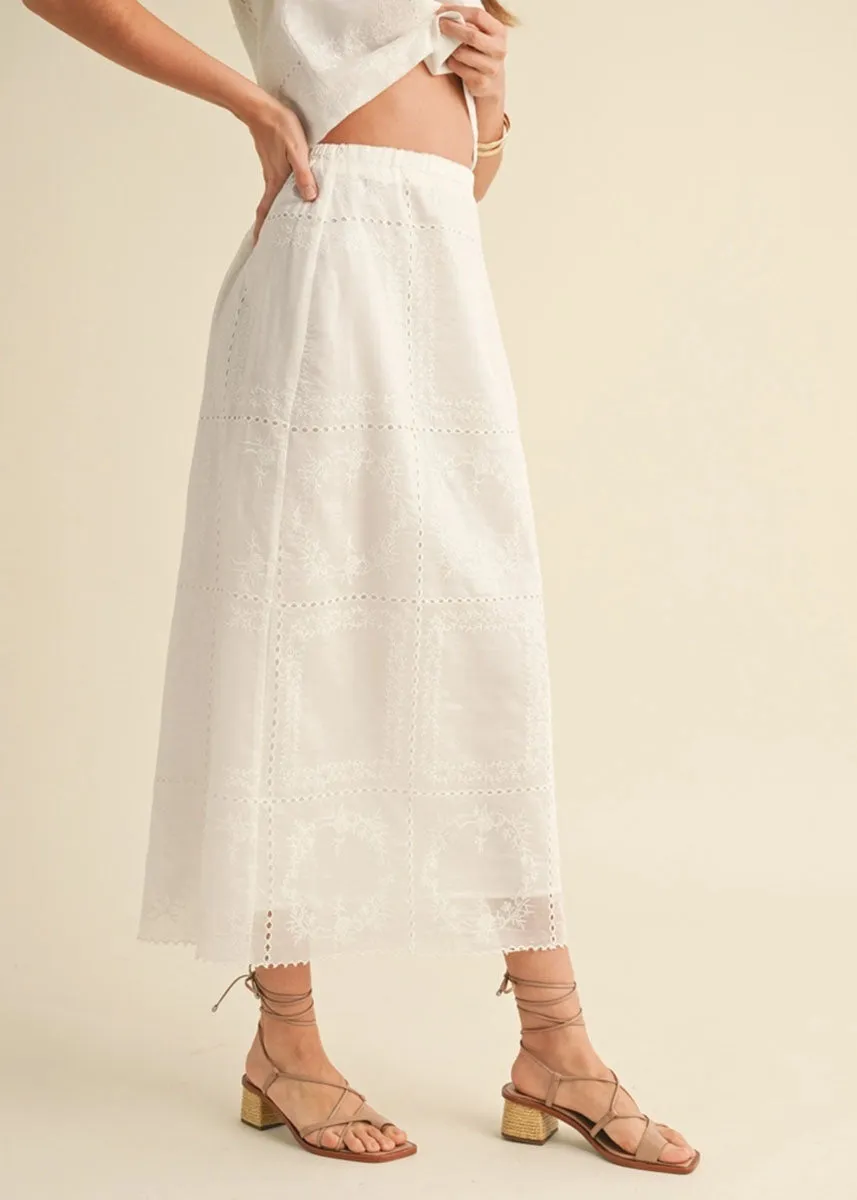 Everdine Eyelet Midi Skirt - White