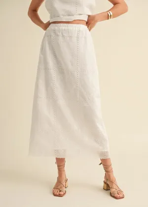 Everdine Eyelet Midi Skirt - White