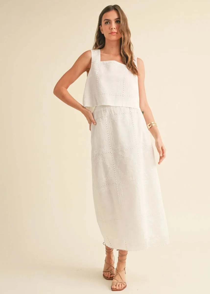 Everdine Eyelet Midi Skirt - White