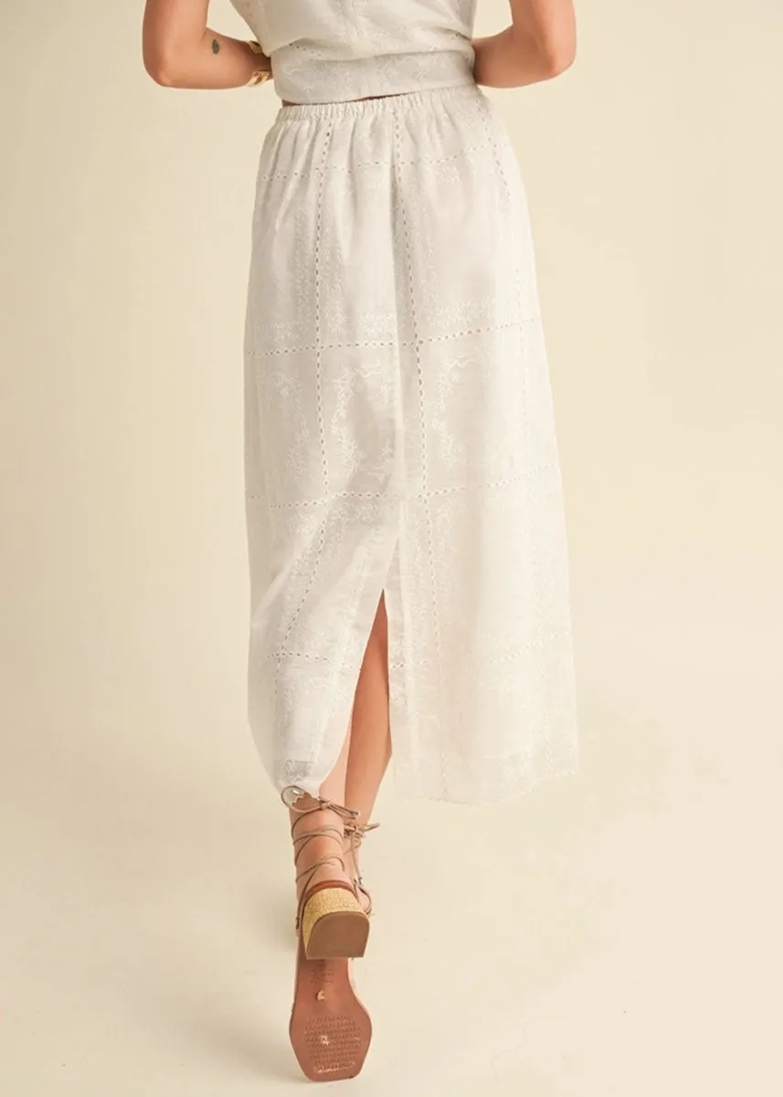 Everdine Eyelet Midi Skirt - White