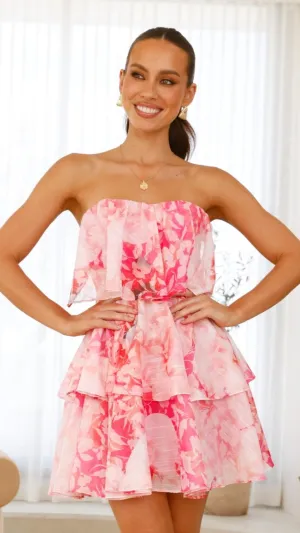 Fantasia Mini Dress - Red/Pink Floral