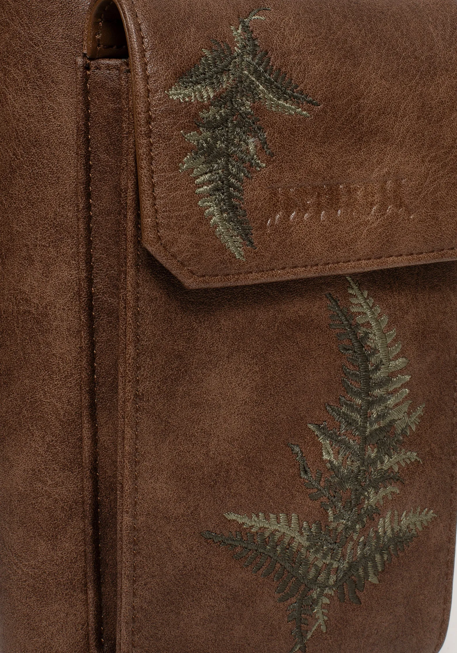 Fern Embroidered Crossbody Phone Bag