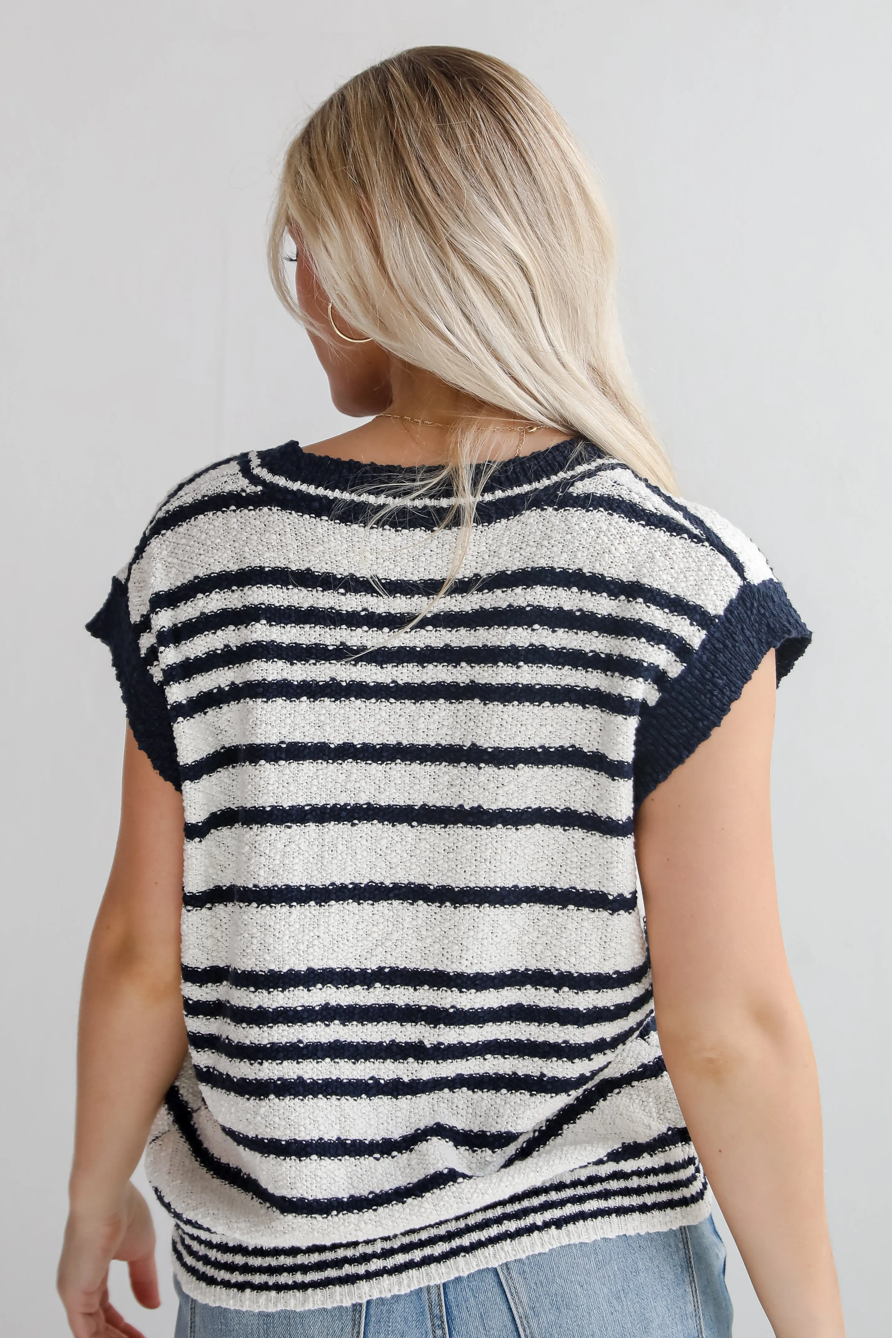 FINAL SALE - Cutest Coziness White Striped Sweater Vest