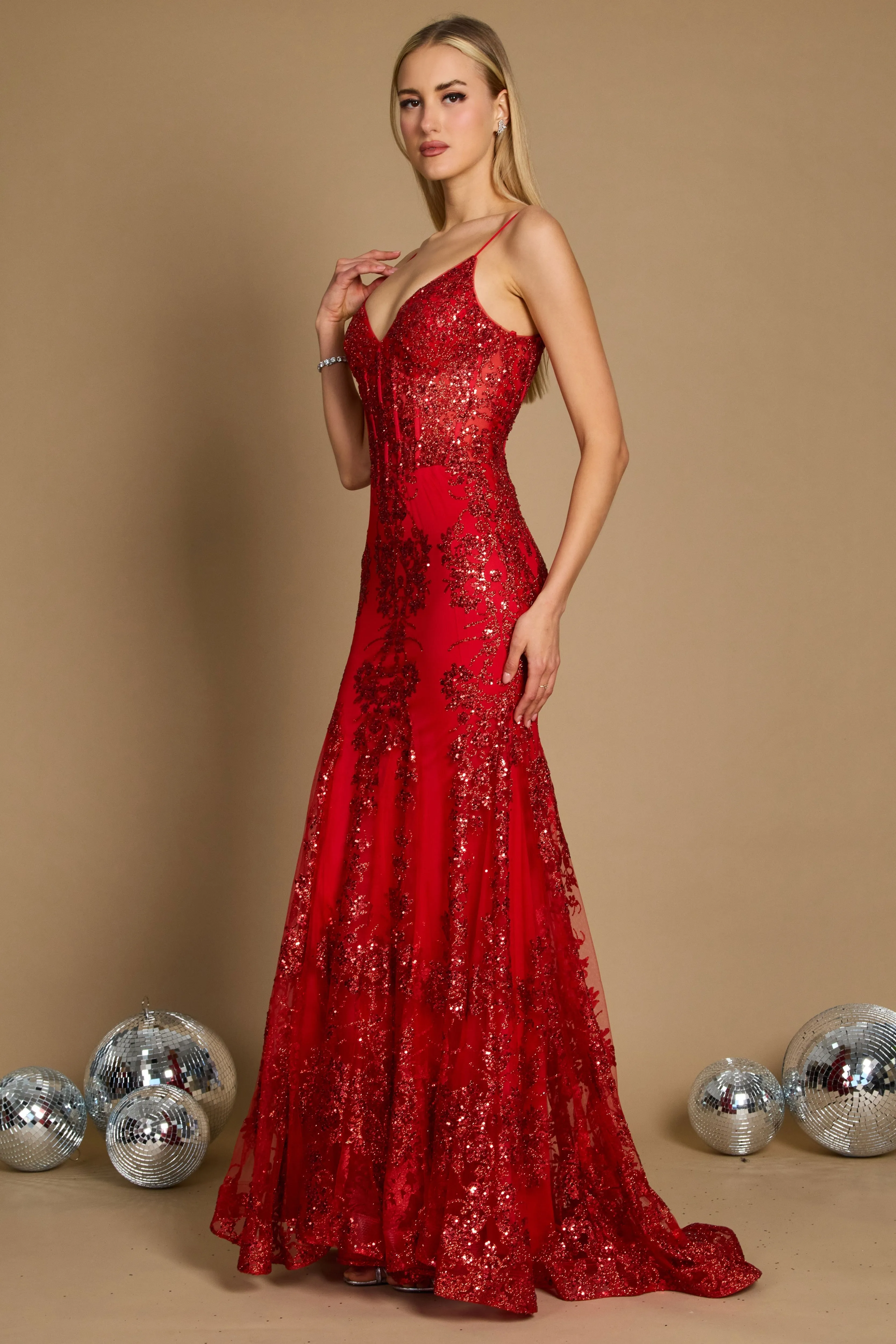 Fitted Corset Long Formal Prom Dress