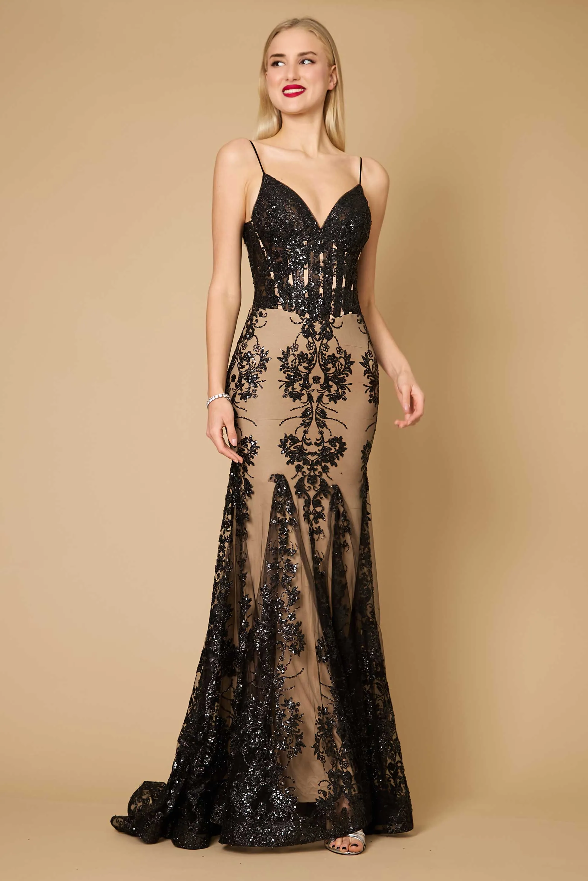 Fitted Corset Long Formal Prom Dress