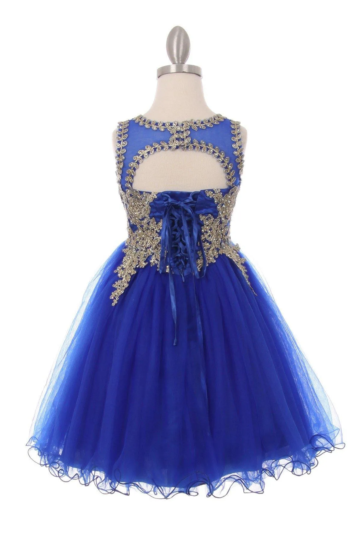Flower Girl Dress Sleeveless Gold Embellished Short