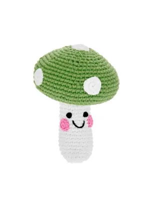 Friendly Plush Mushroom Rattle - Green