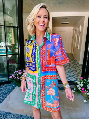 FROM CITY TO CITY TOILE BUTTON UP DRESS