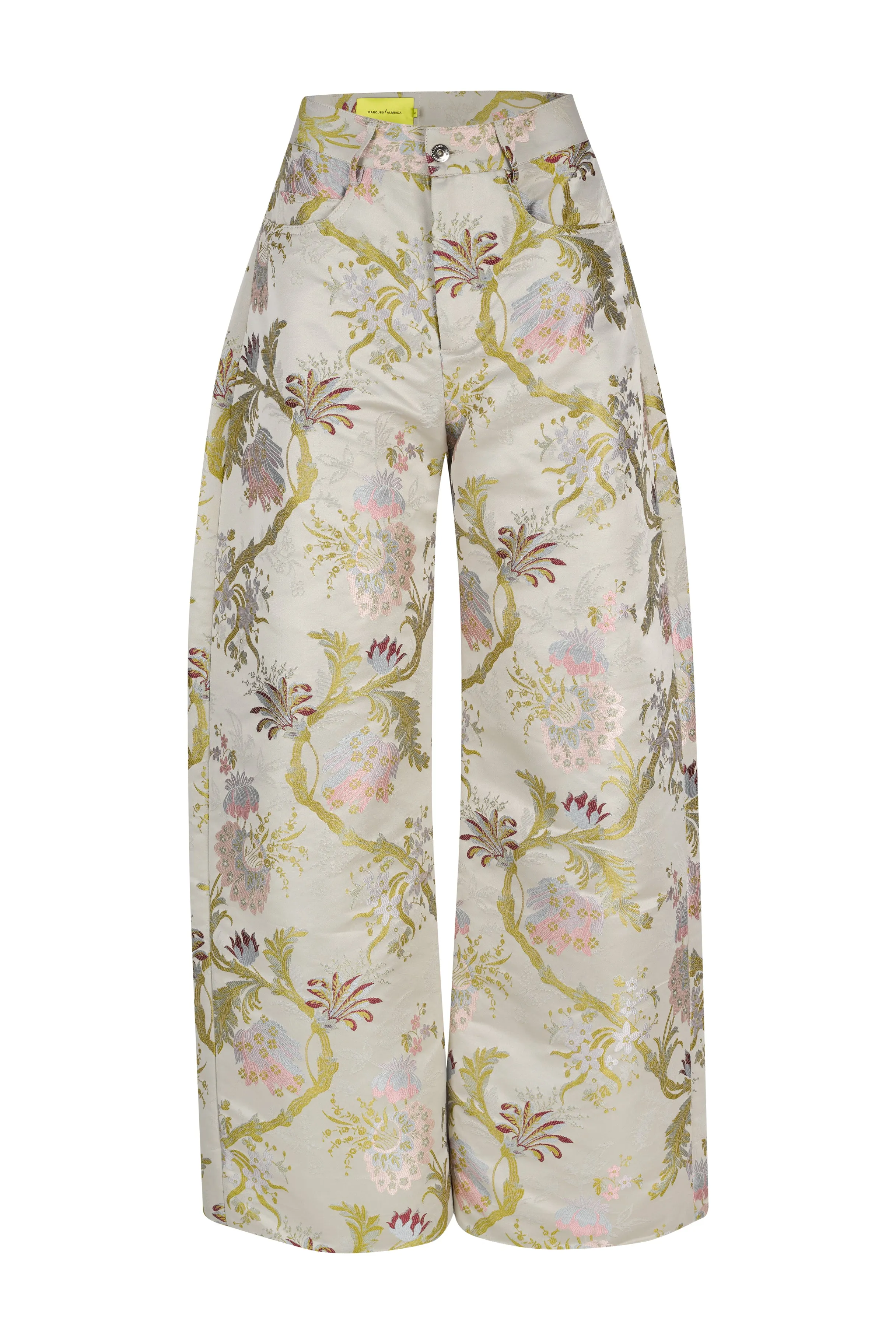 GREY SATIN BROCADE BOYFRIEND TROUSERS