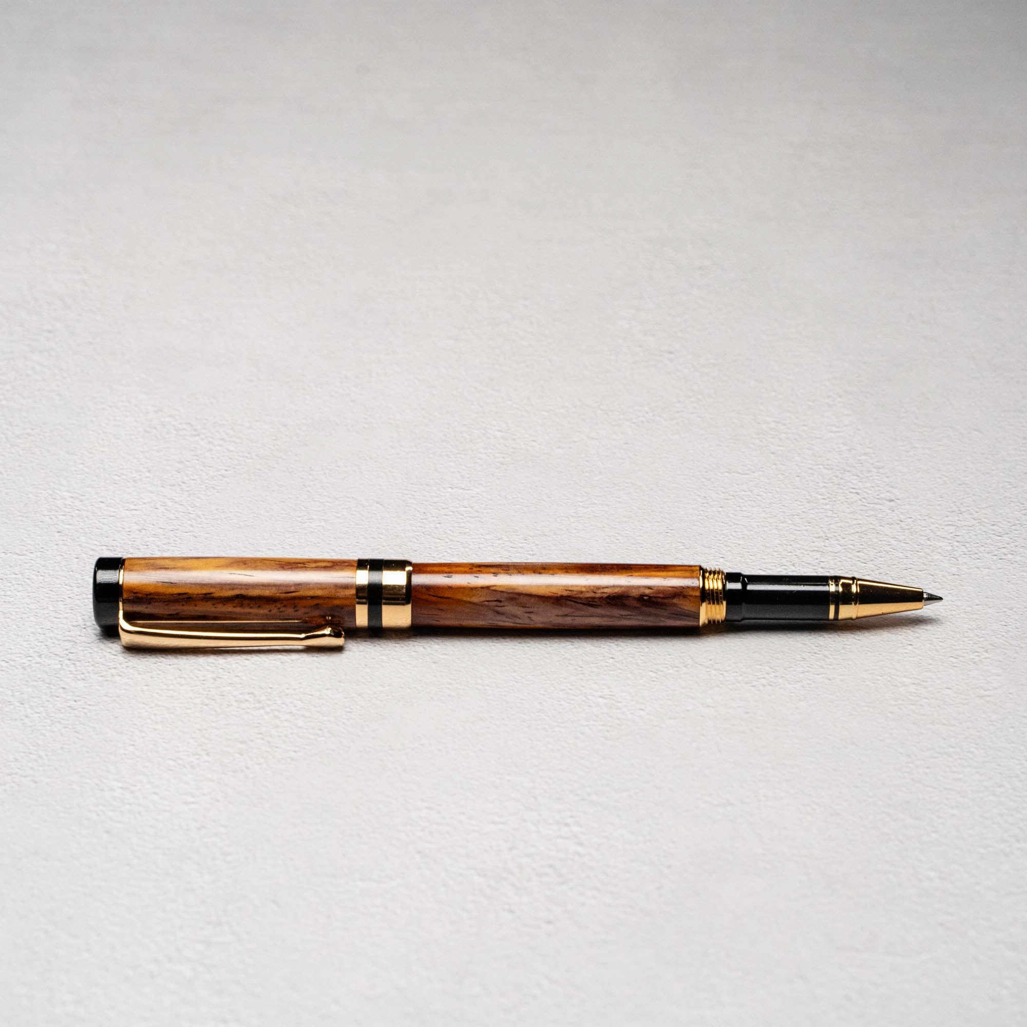 Hand-Turned Rosewood Rollerball Pen   Fine Leather Pen Sleeve