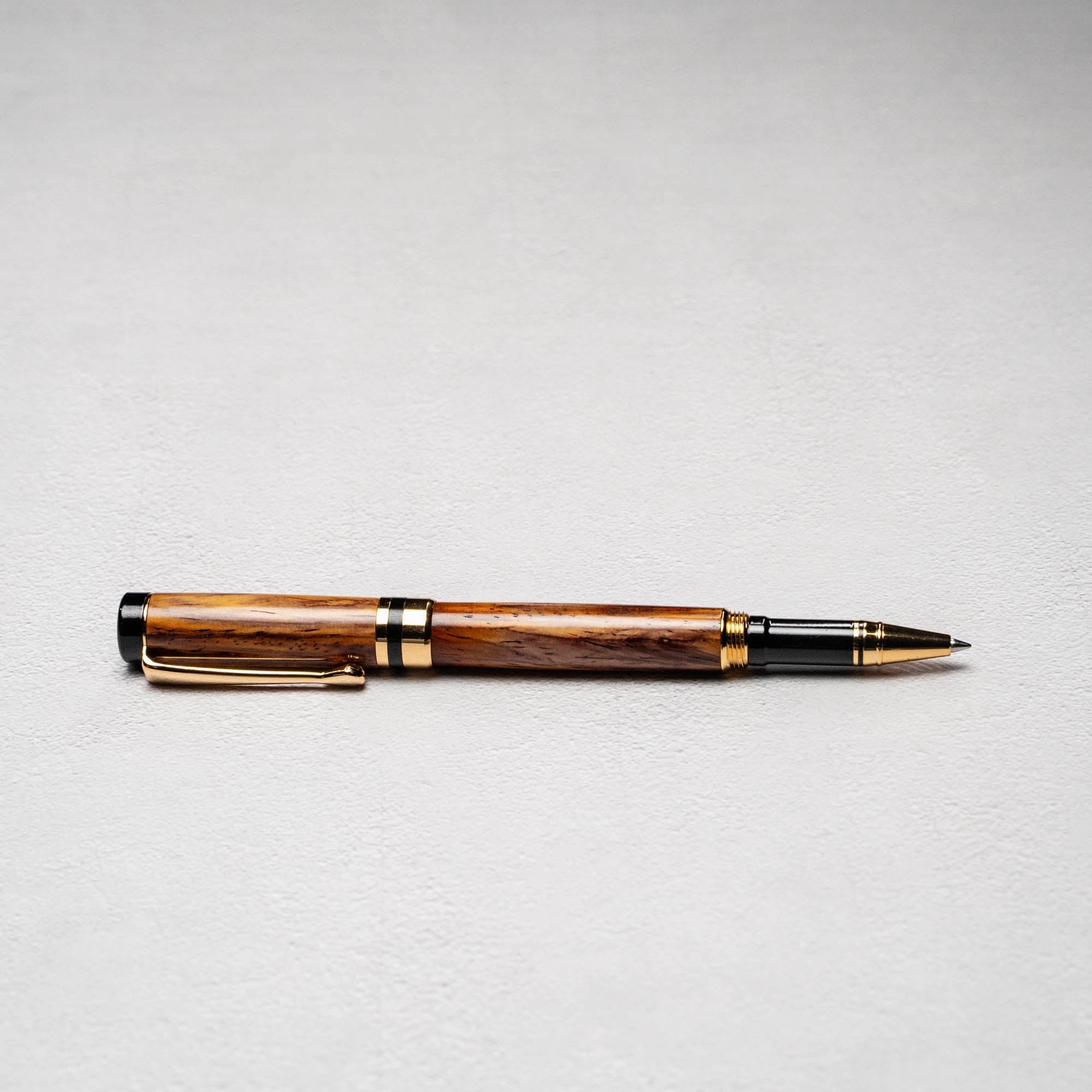 Hand-Turned Rosewood Rollerball Pen   Fine Leather Pen Sleeve