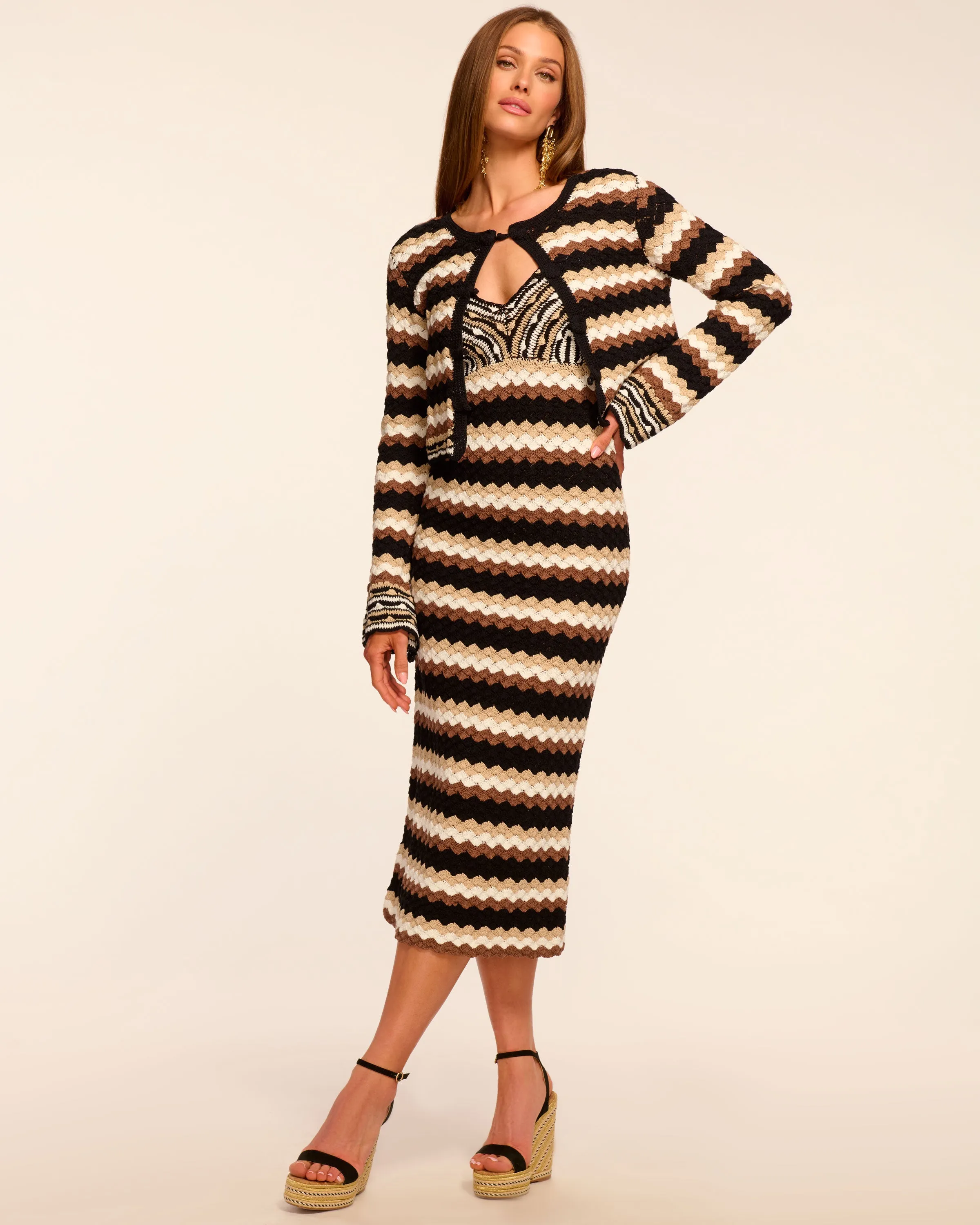 Harlow Crochet V-Neck Midi Dress