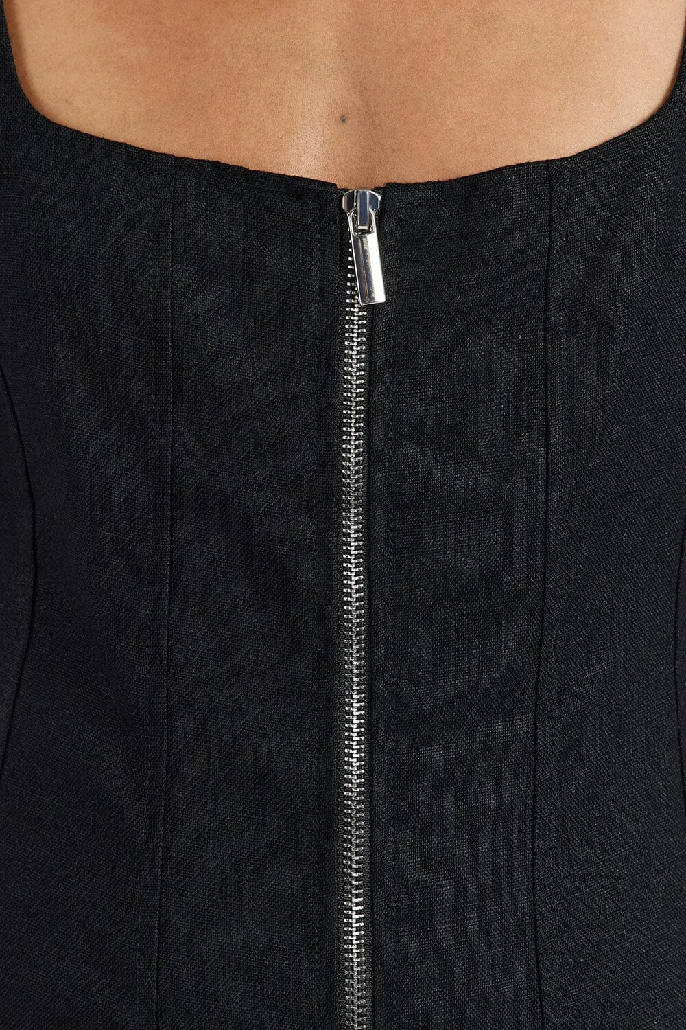 HARRIET BLACK LINEN MIDI DRESS