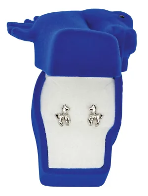 HE-800 Prancing Pony Earrings in a Horsehead Shaped Gift Box